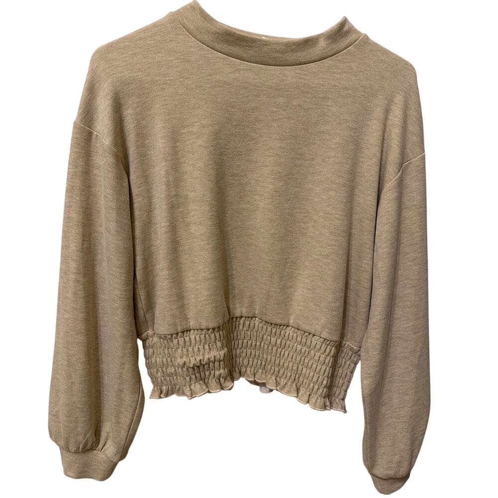 Urban Romantics Pale Yellow Crewneck Sweatshirt Ruffle Gathered Size Small Twee